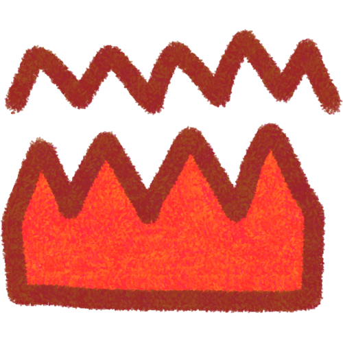 a red rectangle with tall spikes, above it is a sort of “zig zag” dark red line